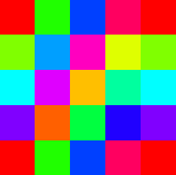 Colored 4x4 repeating grid with duplicated cells